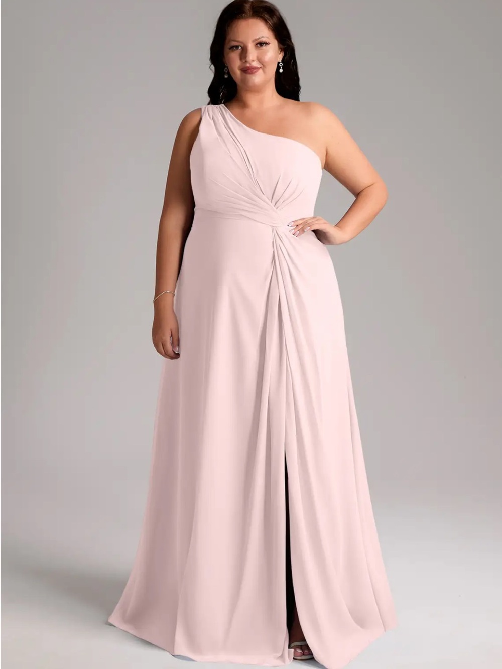 Azazie Brooke Blush Pink bridesmaid dress